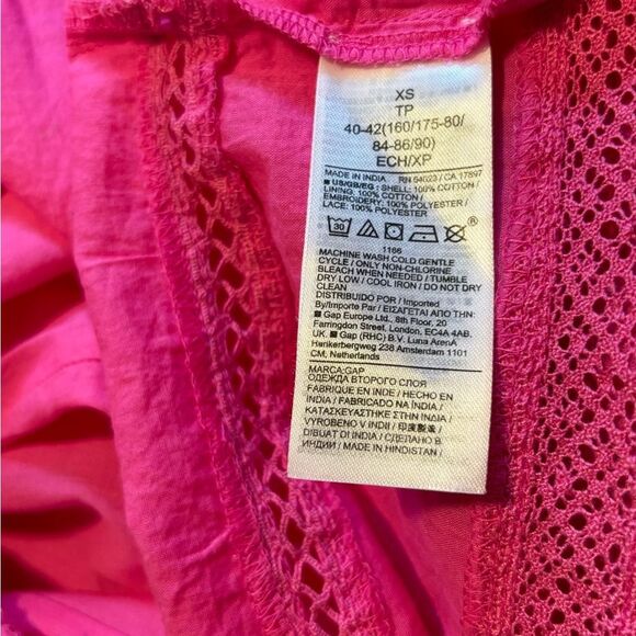 Gap Lace Button Front Midi Dress Fuchsia Pink Cotton Size XS NWOT - Picture 5 of 8